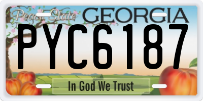GA license plate PYC6187