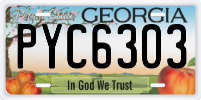 GA license plate PYC6303