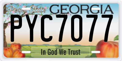 GA license plate PYC7077
