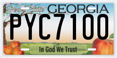 GA license plate PYC7100