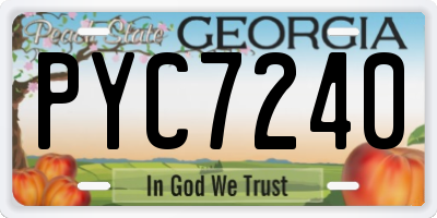 GA license plate PYC7240