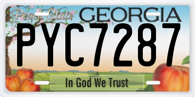 GA license plate PYC7287