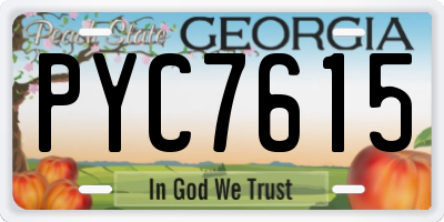 GA license plate PYC7615