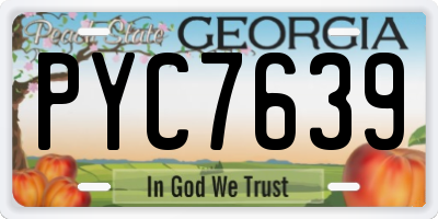 GA license plate PYC7639