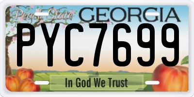 GA license plate PYC7699