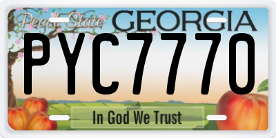 GA license plate PYC7770