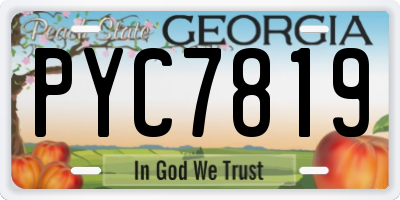 GA license plate PYC7819
