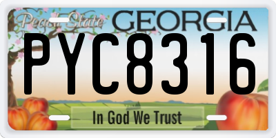 GA license plate PYC8316