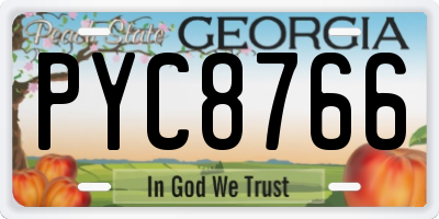 GA license plate PYC8766
