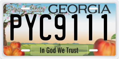GA license plate PYC9111