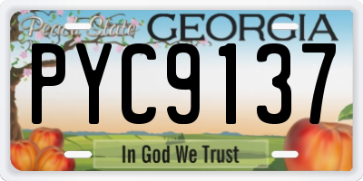 GA license plate PYC9137