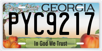 GA license plate PYC9217