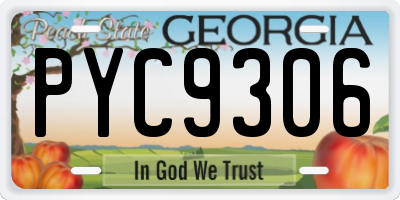 GA license plate PYC9306