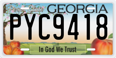 GA license plate PYC9418