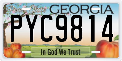 GA license plate PYC9814