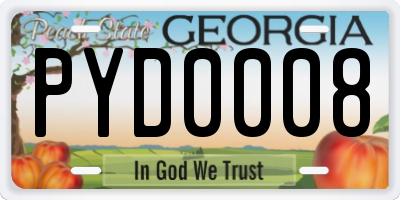 GA license plate PYD0008