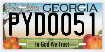 GA license plate PYD0051