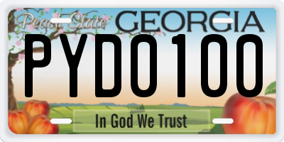 GA license plate PYD0100