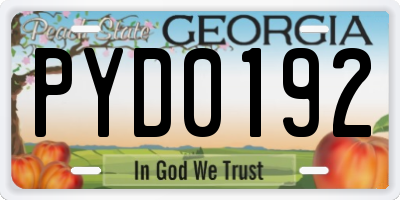 GA license plate PYD0192