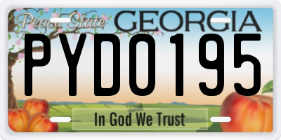 GA license plate PYD0195