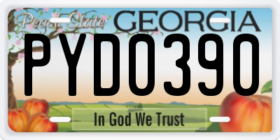 GA license plate PYD0390