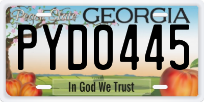 GA license plate PYD0445