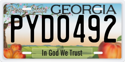 GA license plate PYD0492
