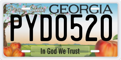 GA license plate PYD0520