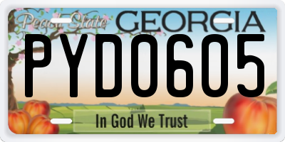 GA license plate PYD0605