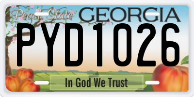 GA license plate PYD1026