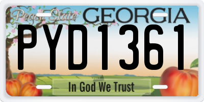 GA license plate PYD1361