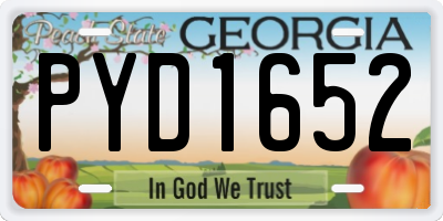 GA license plate PYD1652