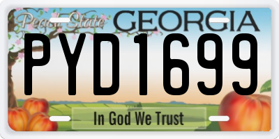 GA license plate PYD1699