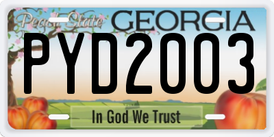 GA license plate PYD2003