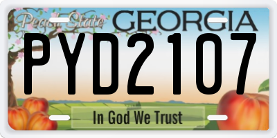 GA license plate PYD2107