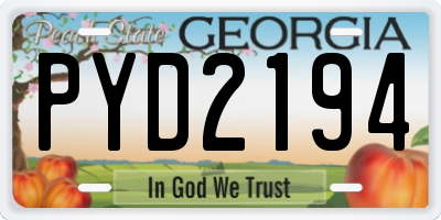 GA license plate PYD2194