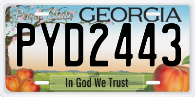GA license plate PYD2443