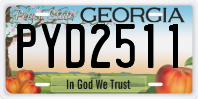 GA license plate PYD2511
