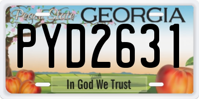 GA license plate PYD2631