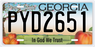 GA license plate PYD2651