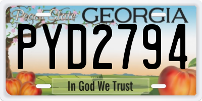 GA license plate PYD2794