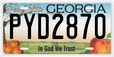 GA license plate PYD2870