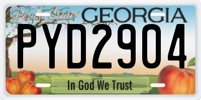 GA license plate PYD2904