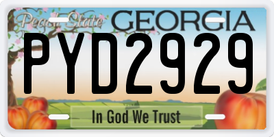 GA license plate PYD2929