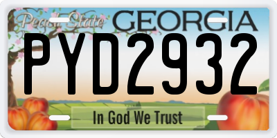 GA license plate PYD2932