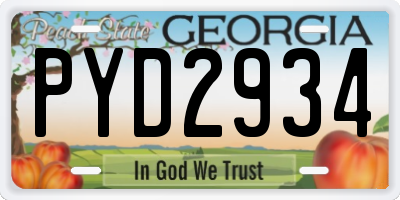 GA license plate PYD2934