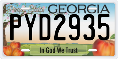 GA license plate PYD2935