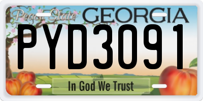GA license plate PYD3091