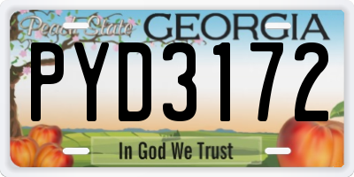 GA license plate PYD3172