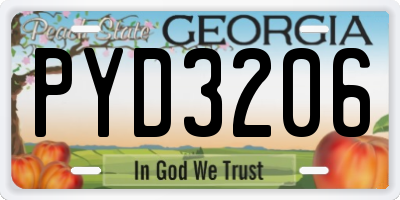 GA license plate PYD3206